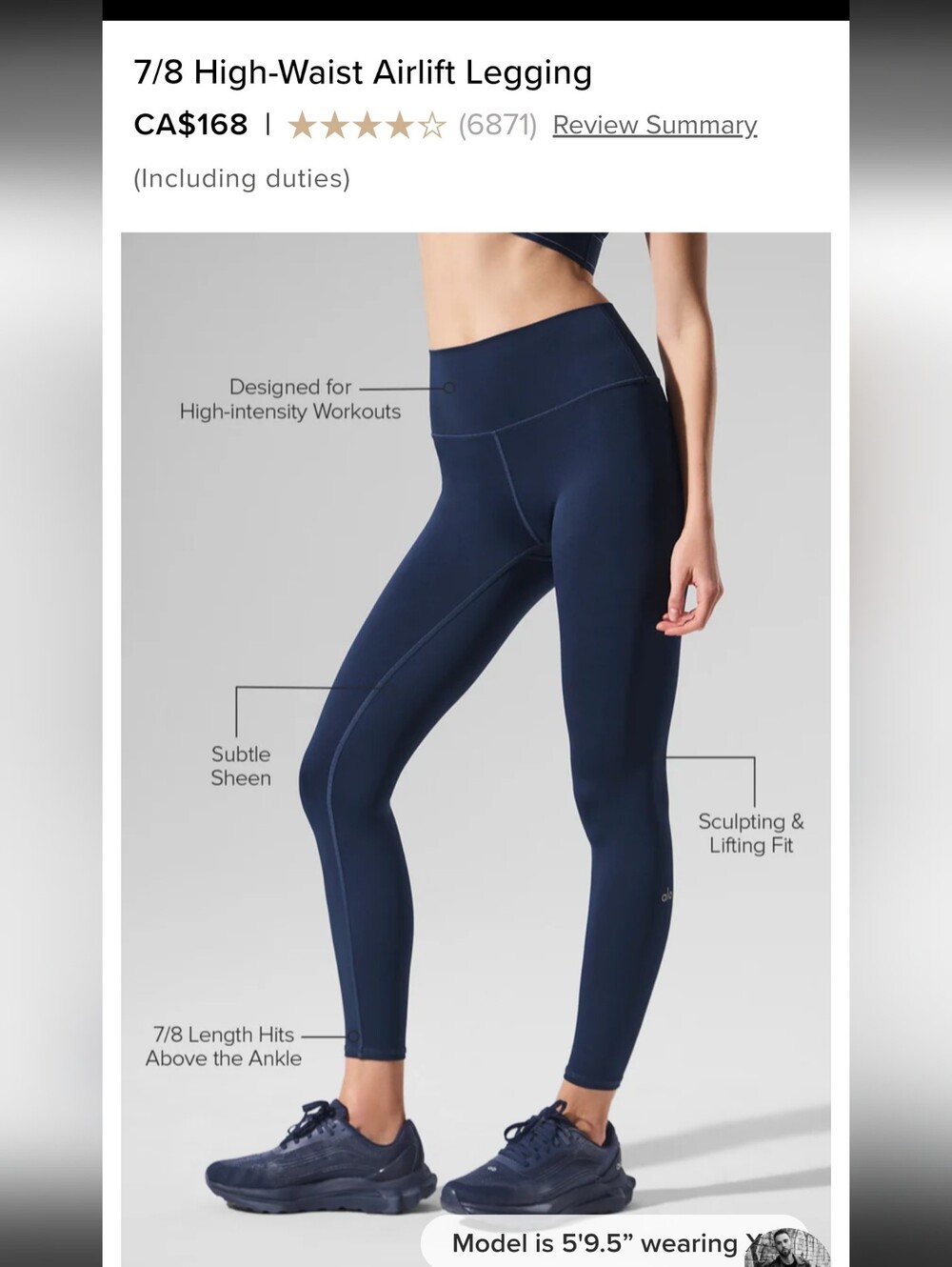 ALO Yoga Navy High-Waist Airlift Leggings